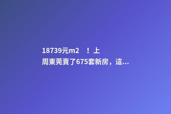 18739元/m2！上周東莞賣了675套新房，這個鎮(zhèn)房價突破3萬/m2！